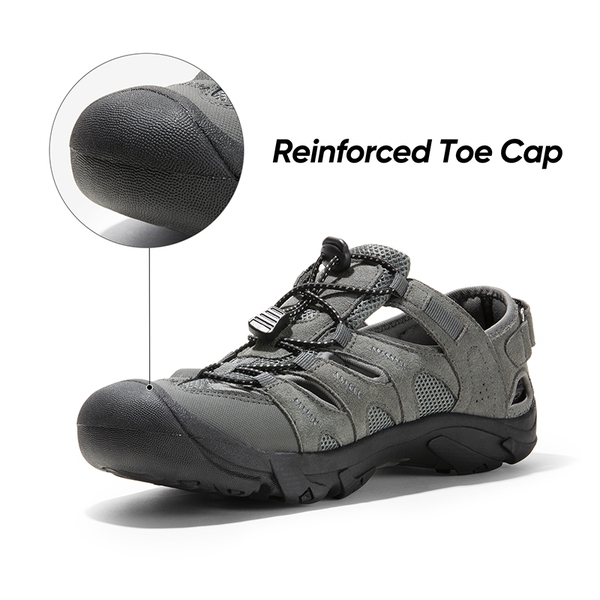 Men's Closed-Toe Non-Slip Sport Sandals - GREY/BLACK - 3